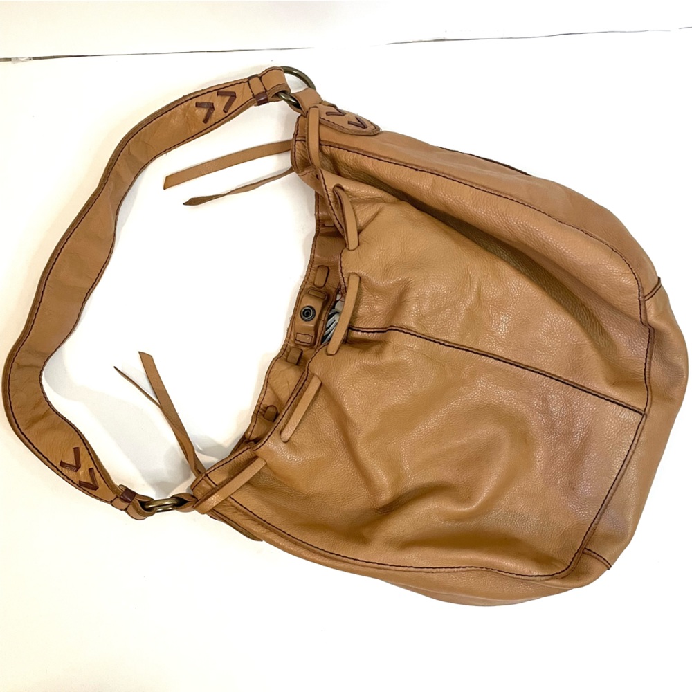 Lucky Brand Genuine Leather Slouchy Hobo Bag Purse Tan - Picture 4 of 8